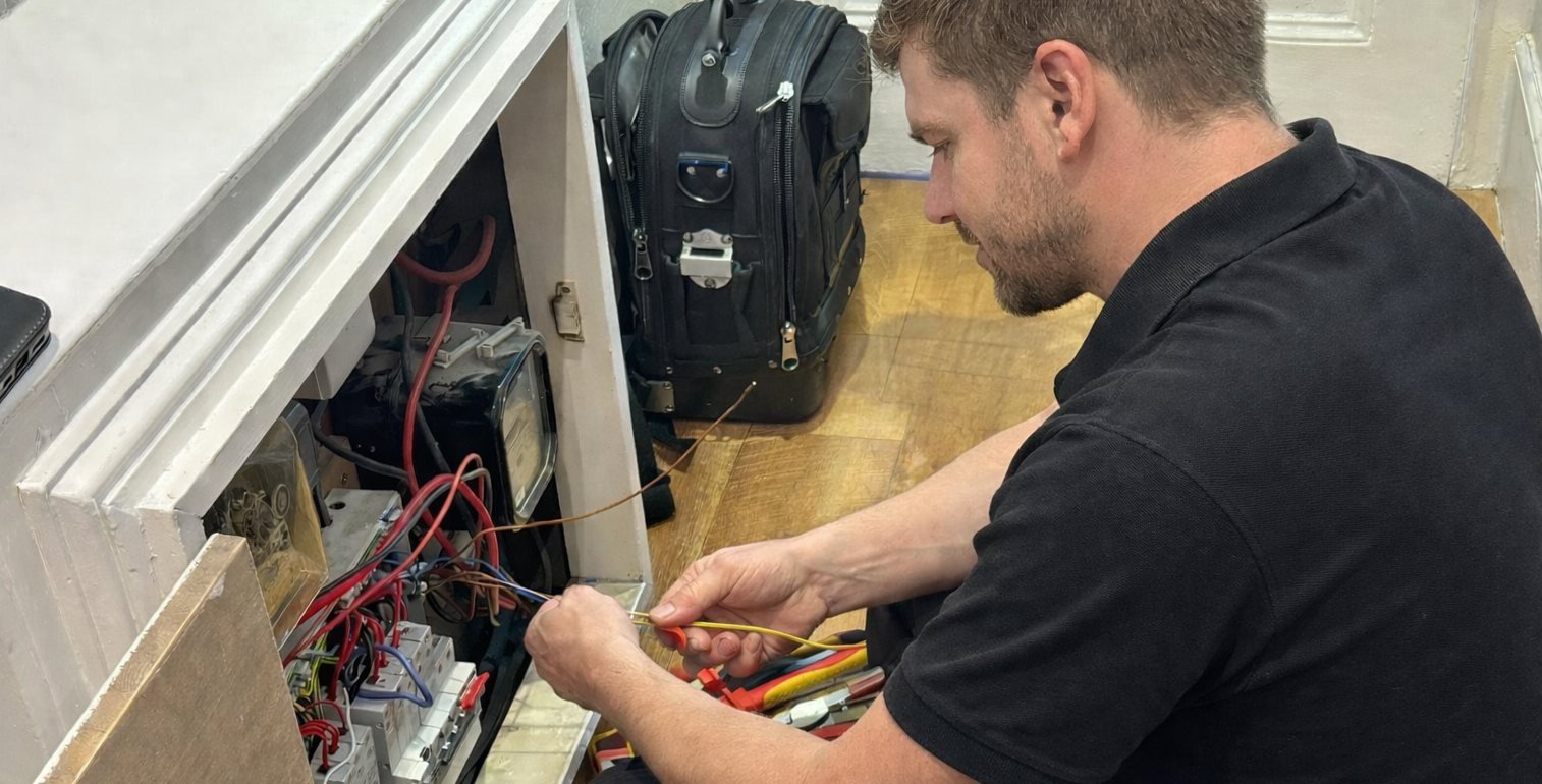 Electrician testing a socket outlet